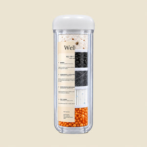 Cutaway of the Wellno Flo filter showing its five filtration stages